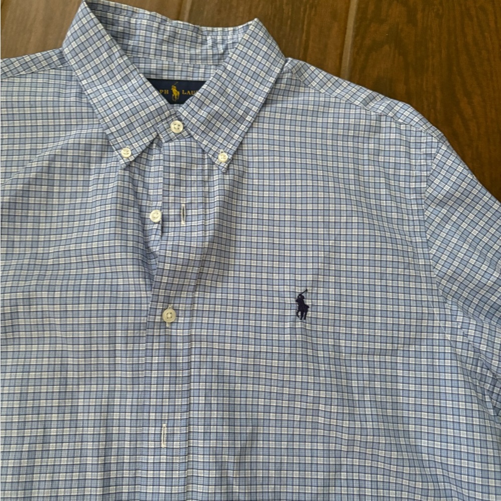 Ralph Lauren Blue Checkered Men's Shirt size 16 1/2 42
